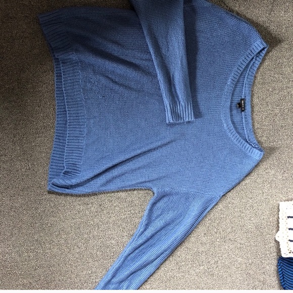 Torrid Blue Knit Layered Crew Neck Sweater - Picture 5 of 7